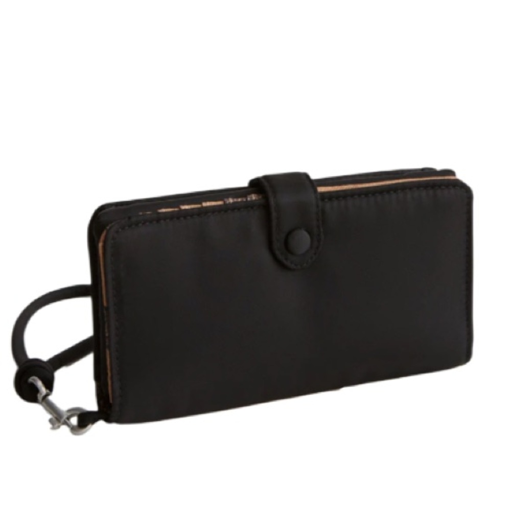 NWT Vera Bradley Phone Wristlet Multipocket Wallet Removable Strap Black Tan